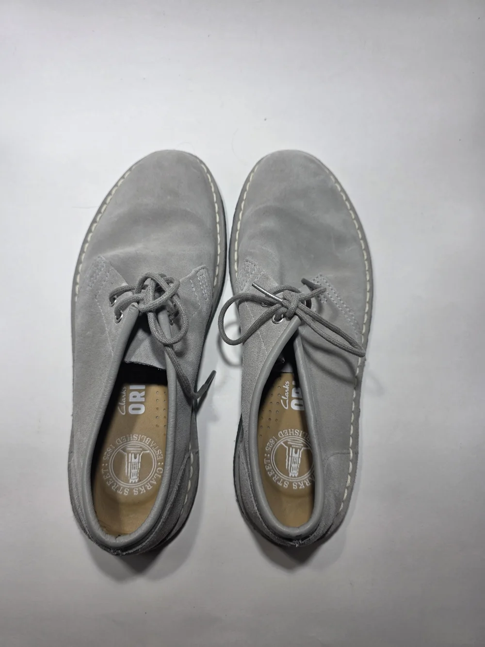 Clarks Originals Men’s 7M Gray Suede Lace Up Casual Wallabee Shoes
